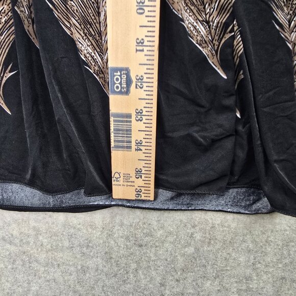 Peacock Pattern Sleeveless Maxi Dress With Lace Neckline Black/Brown Polyester - Picture 4 of 5